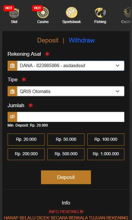 cara deposit Uang777 Slot Wow Mode
